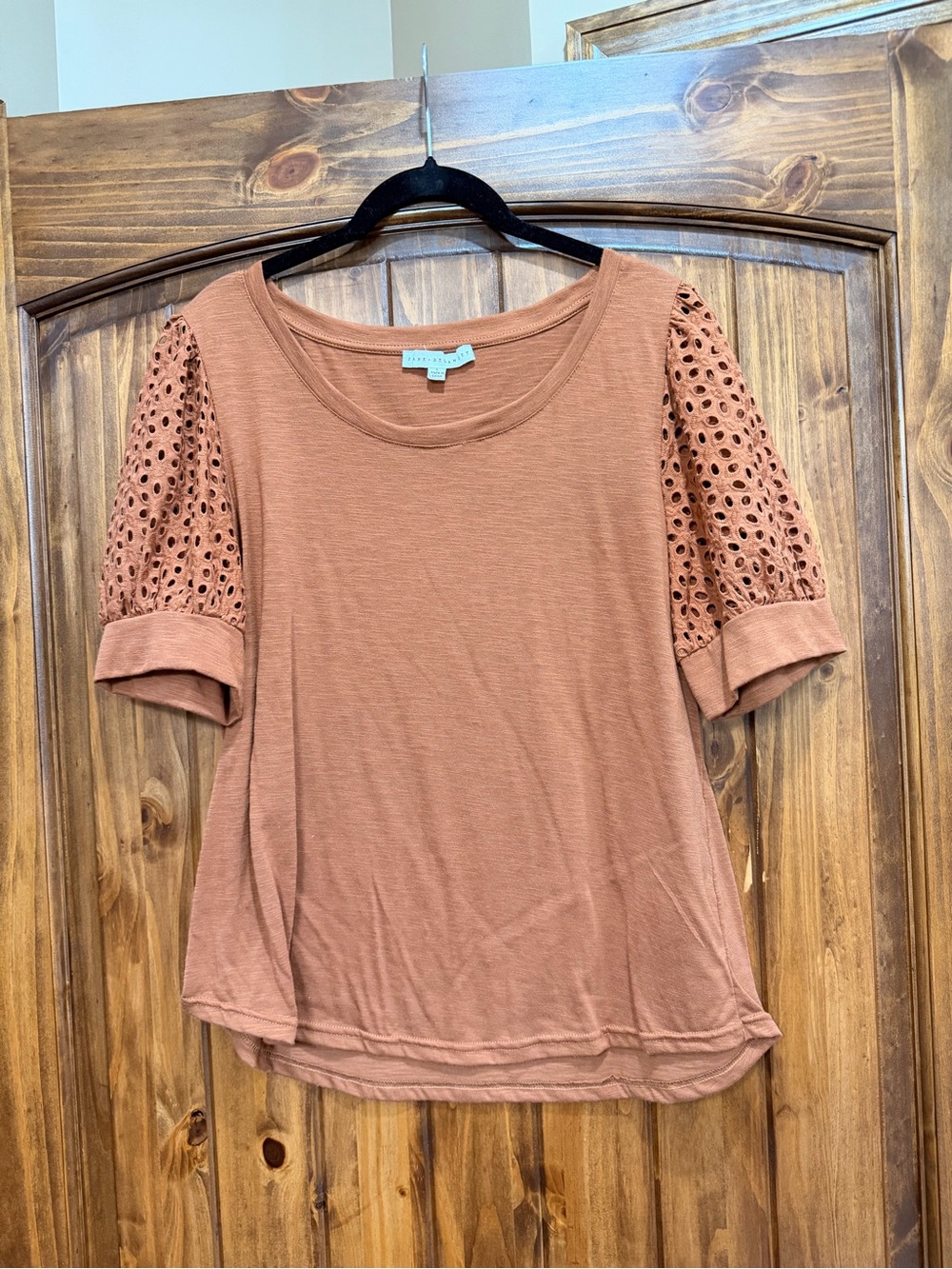 Jane and Delancey Dusty Rose Eyelet Sleeve Top